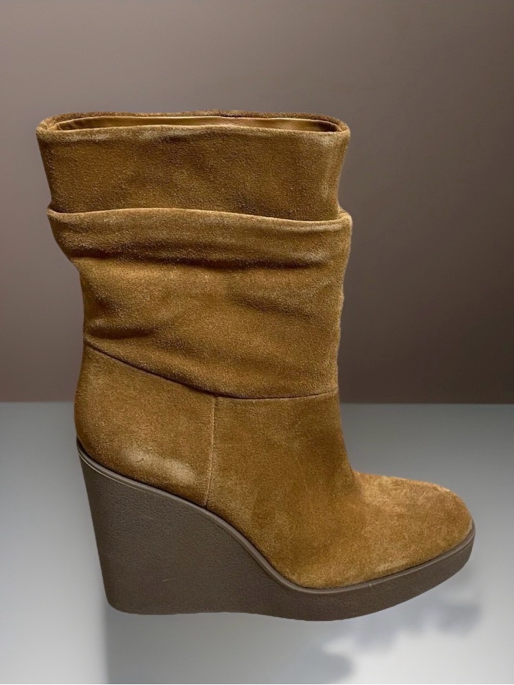 Jessica Simpson Mynette Tuscan Tan Oiled Suede Wedge Boots Size 9M